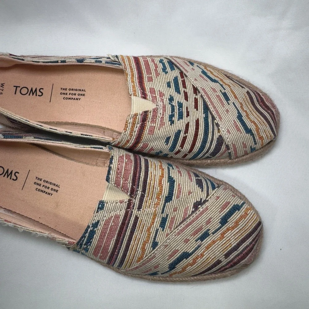 TOMS Women's‎ Espadrille Slip On Shoes Multi Color Woven Size 7.5